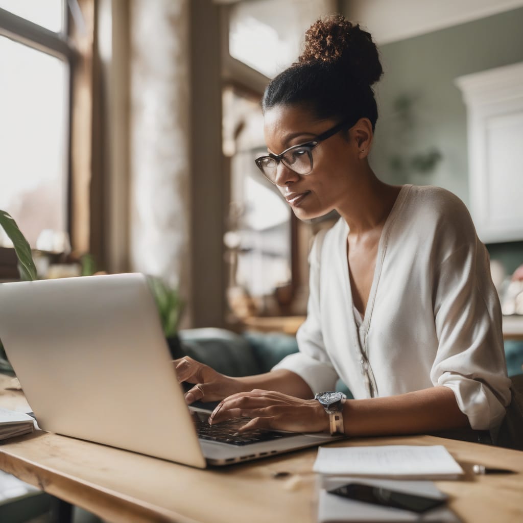 Small business owner using a laptop